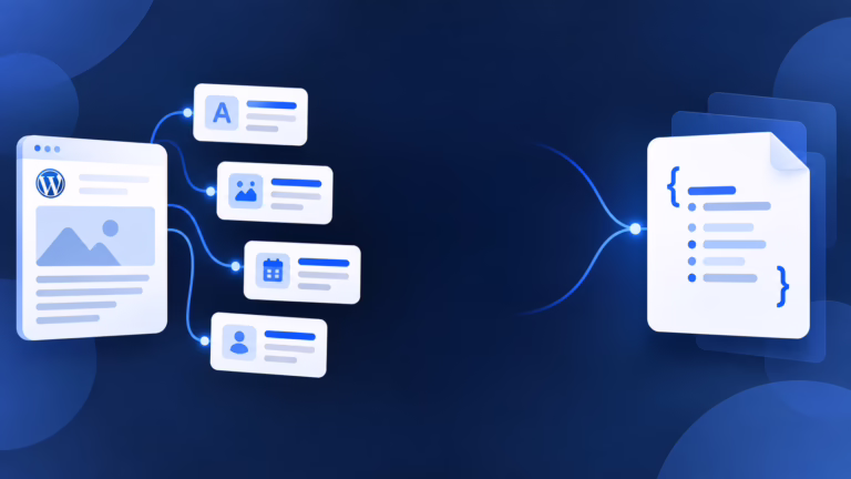 WordPress article fields connected to a reusable structured data template